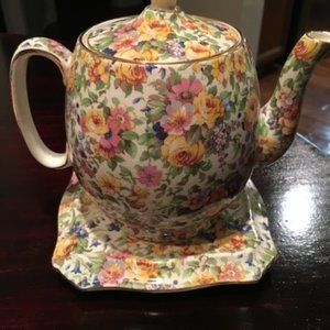Vintage Royal Winton Chintz Bedale Teapot & Trivet